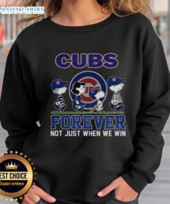 Alt Text: Cute Snoopy and Friends X Chicago Cubs sweatshirt for baseball lovers, celebrating fandom beyond just winning.