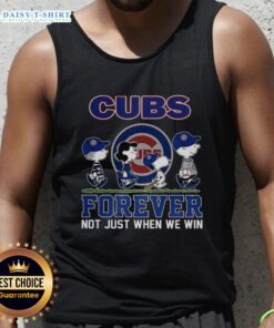 Cute Snoopy and Friends X Chicago Cubs Forever tank top for baseball lovers, showcasing playful designs and team spirit.