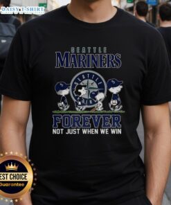 Cute Snoopy and Friends X Seattle Mariners T-shirt for baseball lovers, celebrating fandom beyond just winning.