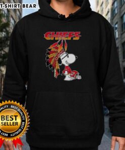 Alt Text: Cute Snoopy War Bonnets hoodie with Kansas City Chiefs football helmet design, perfect for fans and cozy wear.