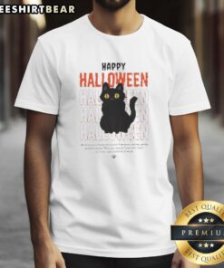 Alt Text: Cute spooky black cat Halloween vibes T-shirt featuring a playful cat design perfect for Halloween celebrations.