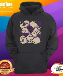 Alt Text: Cute spooky ghosts and witchcraft hoodie featuring playful designs perfect for Halloween festivities and cozy wear.