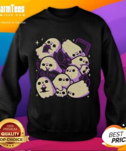 Alt Text: Cute spooky ghosts and witchcraft sweatshirt featuring playful designs perfect for Halloween and fall fashion.