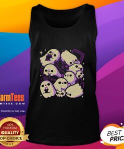 Cute spooky cute ghosts and witchcraft tank top design featuring playful ghosts and witch motifs in vibrant colors.