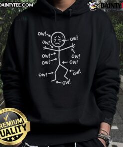Cute stickman ow ow ow hoodie design featuring a playful stick figure in a colorful, comfy sweatshirt.