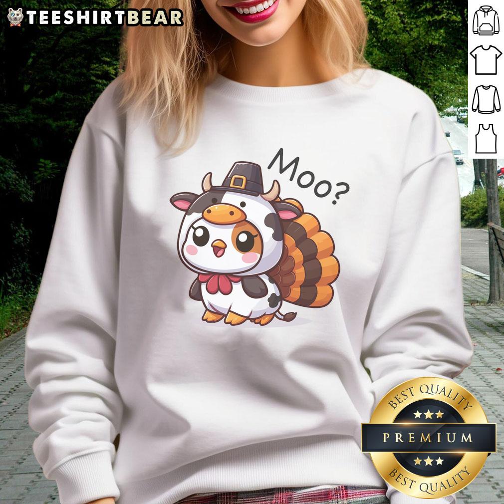 Cute Turkey Cow Moo Funny Thanksgiving Sweatshirt Adorable cute turkey and cow graphic on a funny Thanksgiving sweatshirt, perfect for holiday celebrations.