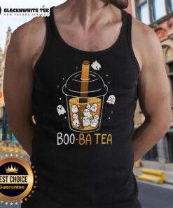 Funny Boo Ba Tea Halloween ghost boba tea tank top featuring a playful ghost design perfect for spooky season.