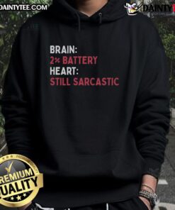 Alt Text: Funny Brain 2 Battery Heart hoodie featuring a sarcastic design, perfect for humor lovers and casual wear.