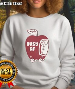 Alt Text: Funny Busy AF Apple Sweatshirt featuring a playful design for those who embrace a busy lifestyle.