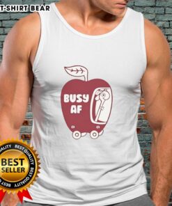 Funny Busy AF Apple Tank Top design featuring playful text on a vibrant background, perfect for casual summer wear.