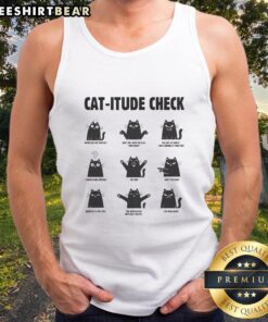 Funny Cat-itude Check Tank Top featuring a playful cat graphic, perfect for cat lovers and casual summer wear.