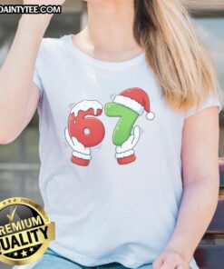 Funny Christmas meme featuring Santa Claus hands on a ladies tee, perfect for holiday humor and festive celebrations.