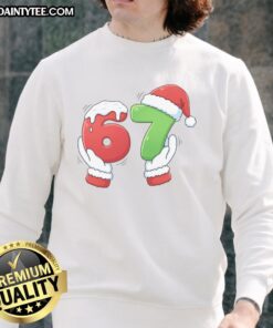 Funny Christmas meme featuring Santa Claus hands design on a cozy sweatshirt, perfect for holiday humor and festive vibes.