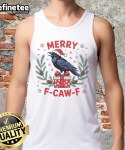 Funny Christmas F Caw F Raven Xmas tank top featuring a playful raven design for festive holiday celebrations.