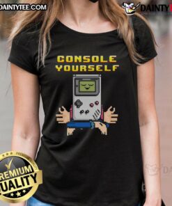 Funny Console Yourself Gameboy Gamer Retro Ladies Tee featuring a vibrant gaming graphic for retro gaming enthusiasts.