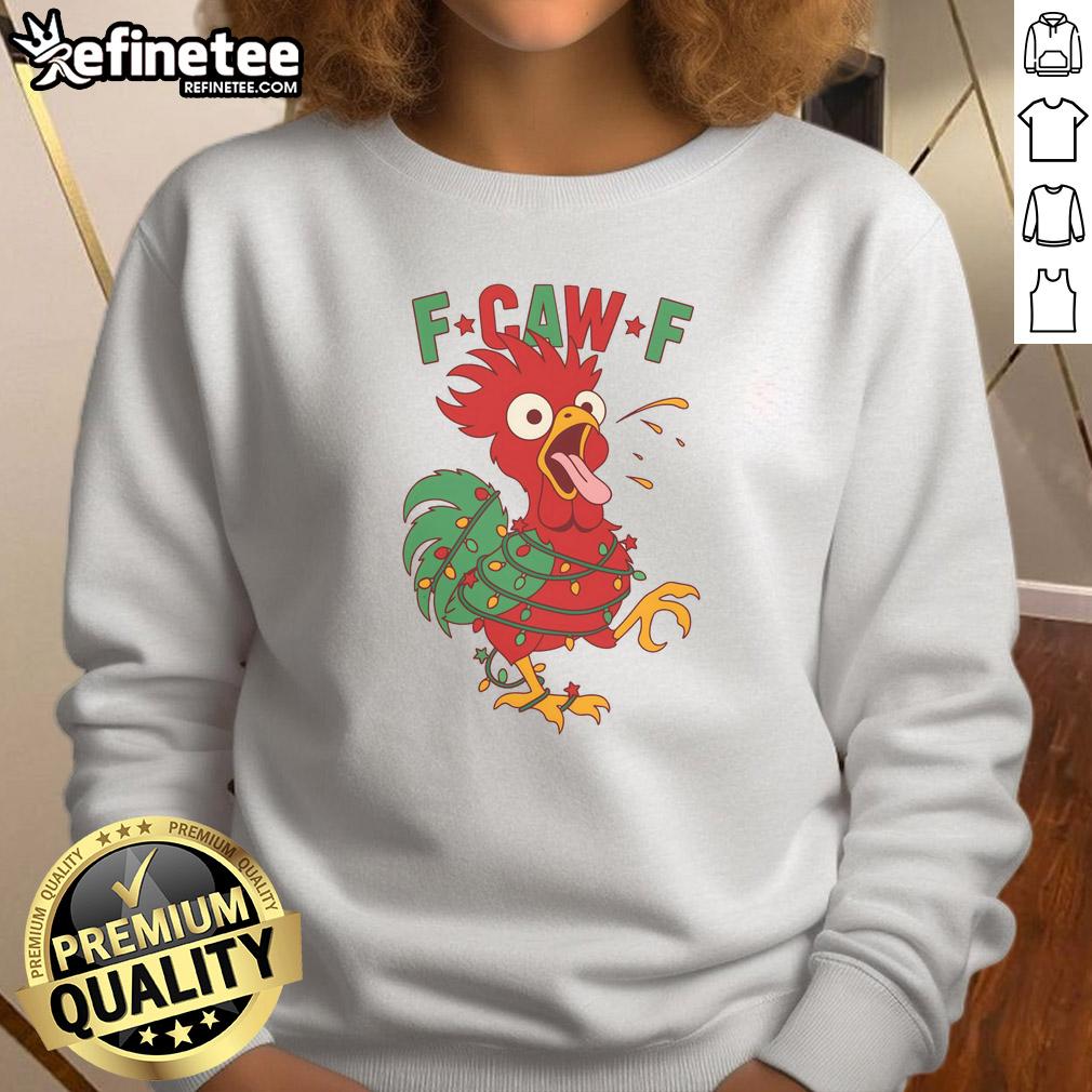 funny-f-caw-f-christmas-santa-crow-sweatshirt Funny F-CAW-F Christmas Santa Crow Sweatshirt featuring a playful crow in a Santa hat, perfect for holiday cheer.