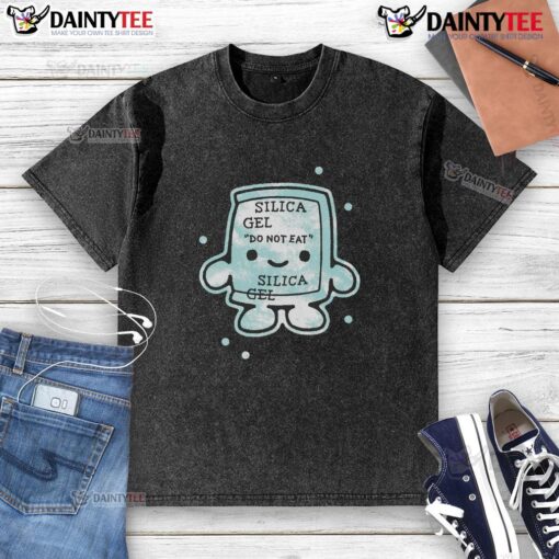 Funny forbidden candy silica gel 'Do Not Eat' design on a washed t-shirt, blending humor with a quirky fashion statement.