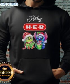 Funny Grinch and Stitch X H-E-B Merry Christmas hoodie featuring vibrant holiday designs for festive cheer.