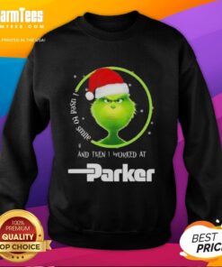 Funny Grinch Christmas sweatshirt with 'I Used To Smile' quote, perfect for holiday humor and Parker Hannifin fans.