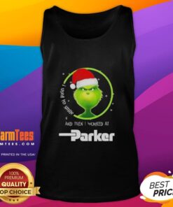 Funny Grinch Christmas tank top featuring the phrase I used to smile and then I worked at Parker Hannifin in vibrant colors.