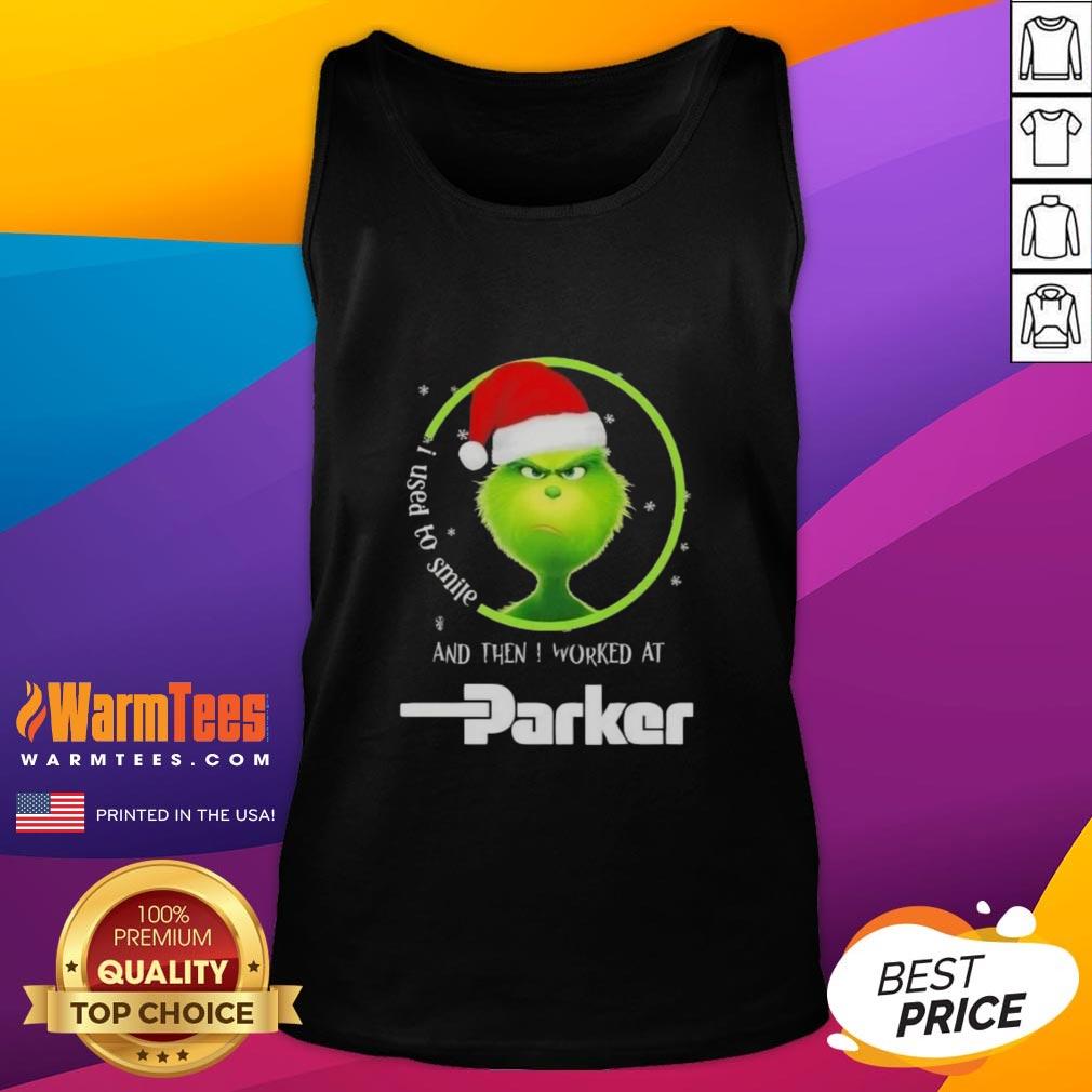 funny-grinch-christmas-i-used-to-smile-and-then-i-worked-at-parker-hannifin-tank-top Funny Grinch Christmas tank top featuring the phrase I used to smile and then I worked at Parker Hannifin in vibrant colors.