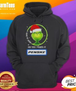 Alt Text: Funny Grinch Christmas hoodie with 'I Used to Smile and Then I Worked at Penske Corporation' text design.