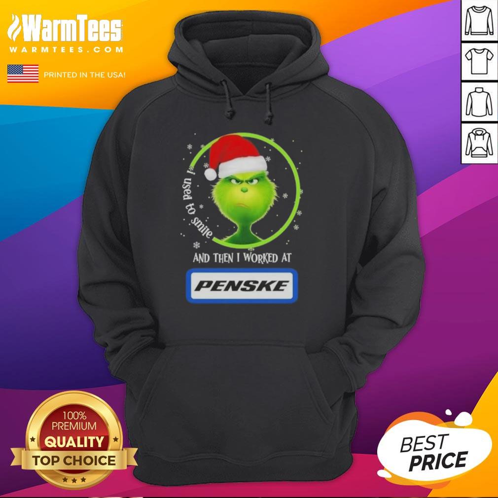 funny-grinch-christmas-i-used-to-smile-and-then-i-worked-at-penske-corporation-hoodie Alt Text: Funny Grinch Christmas hoodie with 'I Used to Smile and Then I Worked at Penske Corporation' text design.