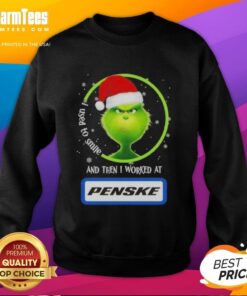 Alt Text: Funny Grinch Christmas sweatshirt with I Used to Smile and Then I Worked at Penske Corporation text design.