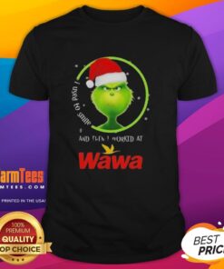 Funny Grinch Christmas t-shirt with 'I Used To Smile And Then I Worked At Wawa' text design for holiday humor.