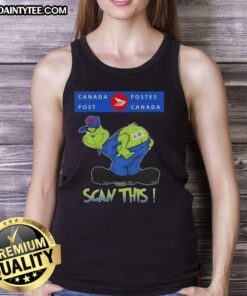 Funny Grinch X Canada Postes tank top featuring a humorous design, perfect for holiday celebrations and festive occasions.