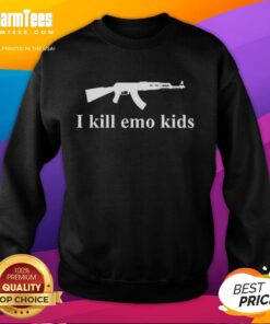 Funny Gun I Kill Emo Kids Sweatshirt featuring a humorous graphic design and a cozy fit for casual wear.