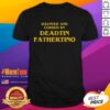 Funny Haunted and Cursed by Deadtin Fathertino T-Shirt featuring a spooky design for Halloween enthusiasts.