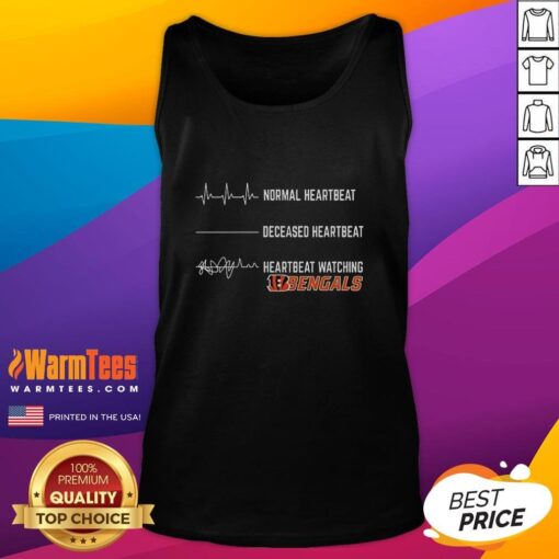 Funny heartbeat design on a Cincinnati Bengals tank top, perfect for fans showcasing team spirit and humor.