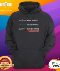 Funny heartbeat graphic on a Cleveland Browns hoodie, perfect for fans who love to showcase their team spirit and humor.