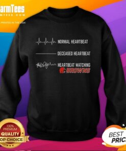 Alt Text: Funny heartbeat design on a Cleveland Browns sweatshirt, perfect for fans showing team spirit and humor.