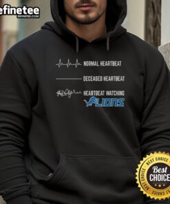 Funny heartbeat design on a Detroit Lions hoodie, perfect for fans showcasing their team spirit with humor.