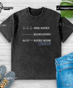 Alt Text: Funny heartbeat graphic on a washed Indianapolis Colts t-shirt, perfect for fans showing team spirit and humor.