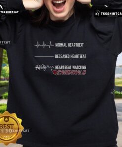 Funny heartbeat graphic on a St. Louis Cardinals sweatshirt, perfect for fans showing team spirit and humor.