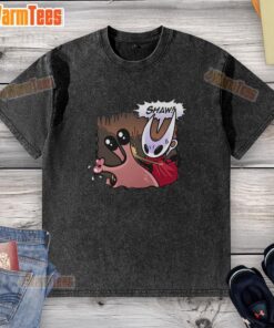 Funny Hollow Knight Silksong Nuu slap design on a washed T-shirt, perfect for gamers and fans of the series.