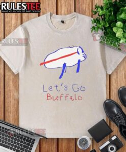 Funny Josh Potato Buffalo drawing on a washed t-shirt, perfect for fans of quirky Buffalo-themed apparel.