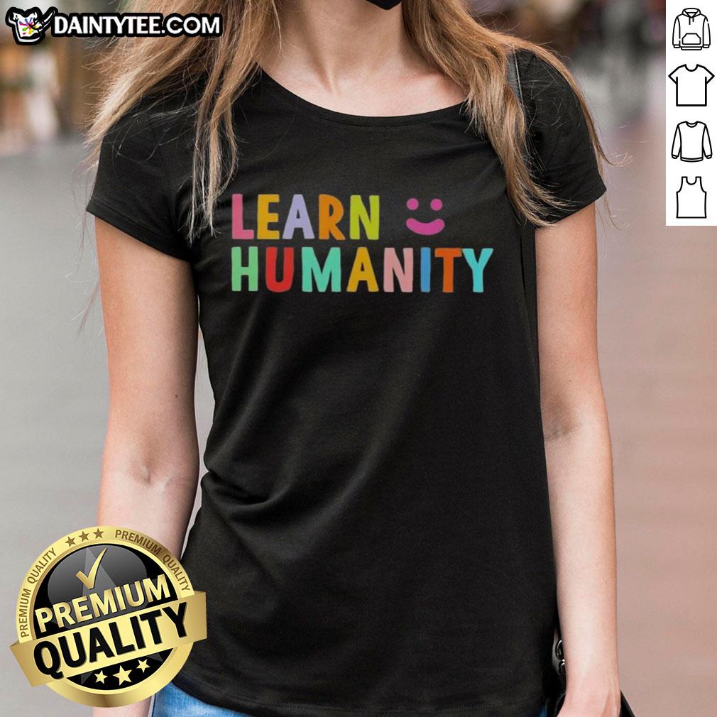 funny-learn-humanity-icon-smile-ladies-tee Funny Learn Humanity Icon featuring a smiling face on a ladies tee, perfect for spreading positivity and joy.