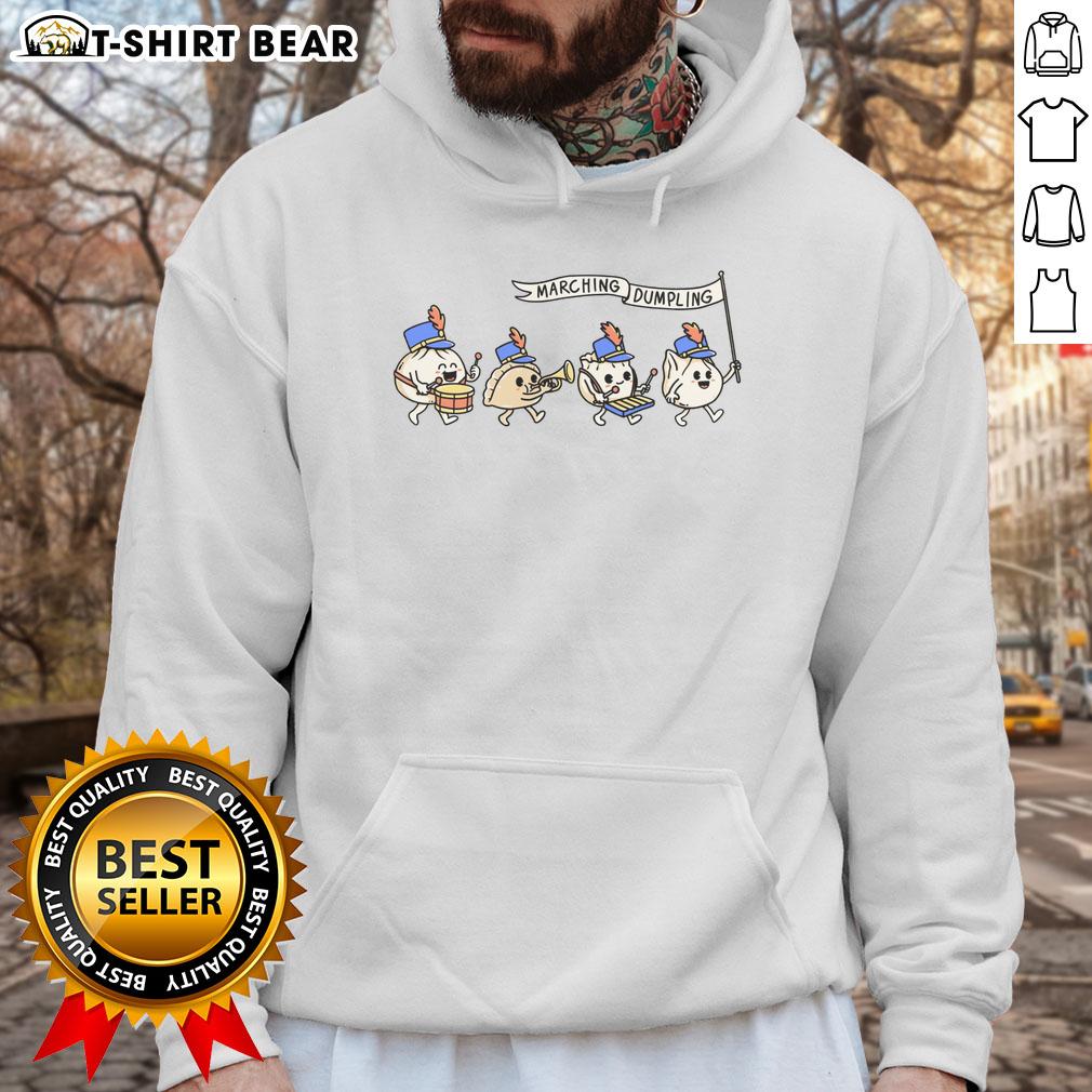 Funny Marching Dumpling Hoodie Funny marching dumpling hoodie design featuring a playful dumpling character in a vibrant, colorful style.