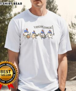 Funny Marching Dumpling T-Shirt featuring a playful dumpling character in a marching band outfit, perfect for food lovers.