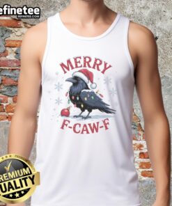 Funny Merry F Caw F Crow Christmas X Mas Tank Top featuring a playful design for festive holiday wear.