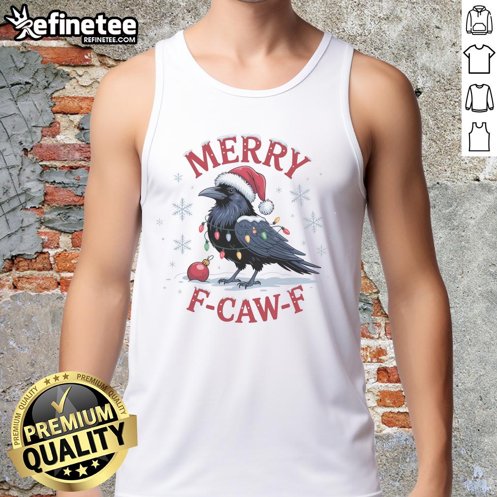 funny-merry-f-caw-f-crow-christmas-x-mas-tank-top Funny Merry F Caw F Crow Christmas X Mas Tank Top featuring a playful design for festive holiday wear.