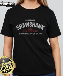 Funny Shawshank Maine State Penitentiary ladies tee featuring a humorous design, perfect for fans of the iconic film.