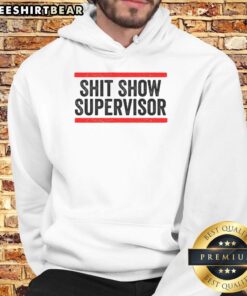 Funny Shit Show Supervisor Sarcastic Distressed Hoodie featuring a humorous graphic and relaxed fit, perfect for casual wear.