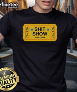 Funny Shit Show Ticket Vinyl T-Shirt featuring a vibrant graphic design, perfect for comedy fans and unique casual wear.