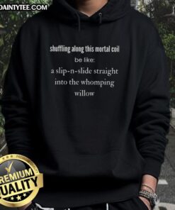 Funny shuffling along this mortal coil hoodie, featuring a whimsical slip 'n slide design with a Whomping Willow theme.