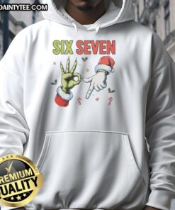 Funny Six Seven 6 7 67 Meme Christmas hoodie design featuring festive graphics and humor for holiday celebrations.